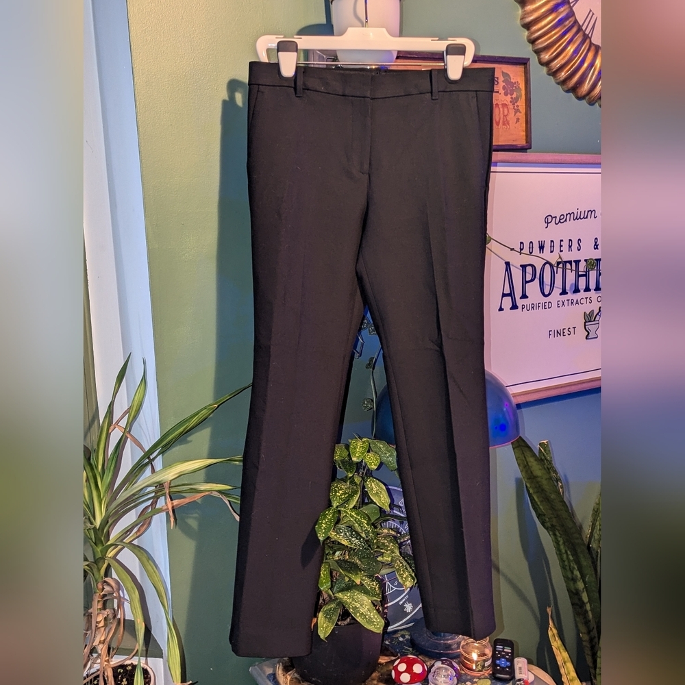 The Straight Ann Taylor Pants Black Mid Rise Bi-stretch Viscose Elastane 8 NEW